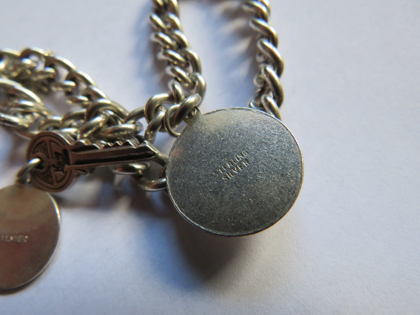 Ladies Sterling Silver Charm Bracelet With Padlock Clasp