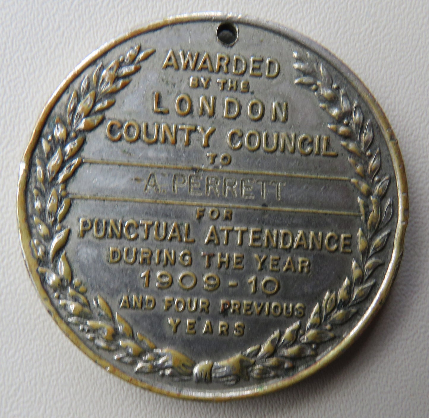 1909-10 King Edward VII Medal London County Council For Punctual Attendance