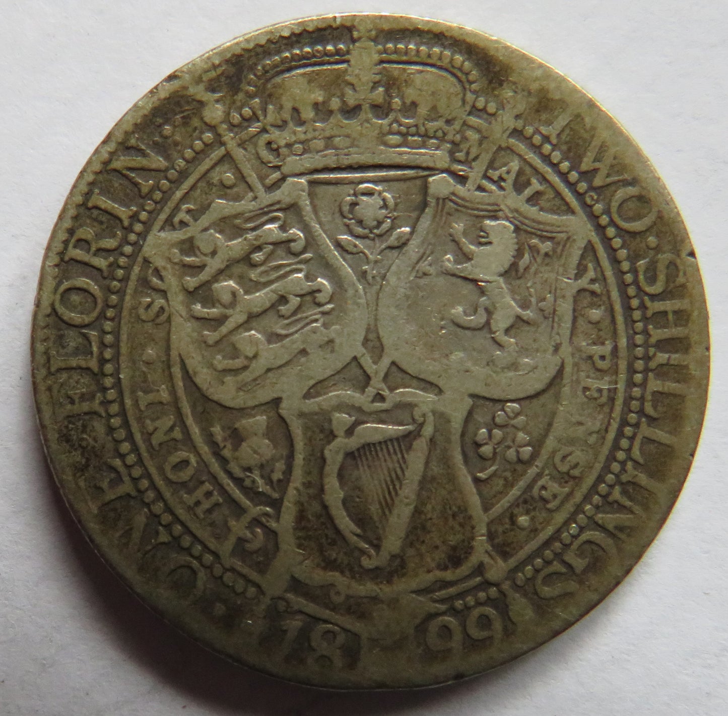 1899 Queen Victoria Silver One Florin Coin - Great Britain
