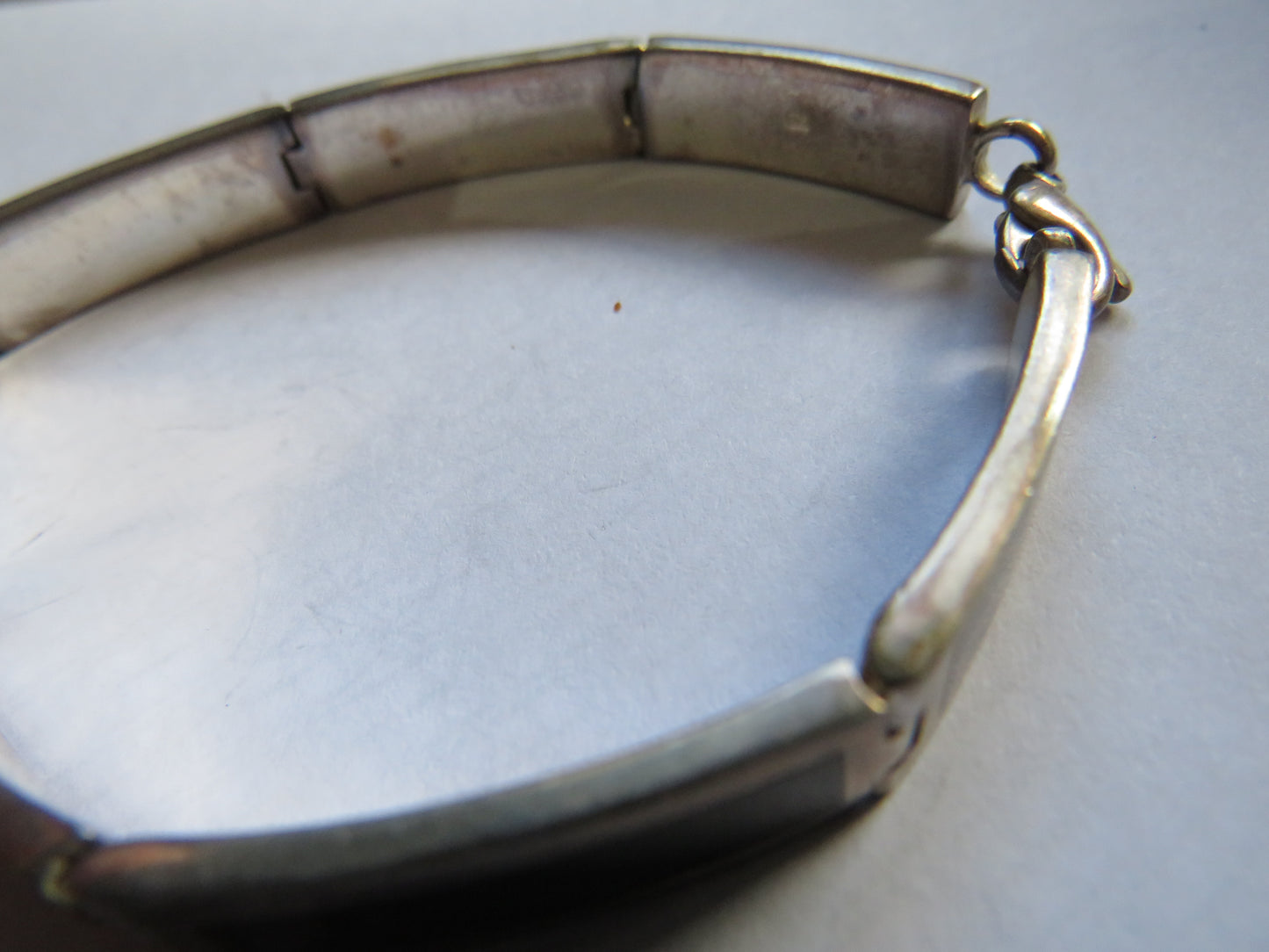 Ladies Sterling Silver & Black Panel Bracelet