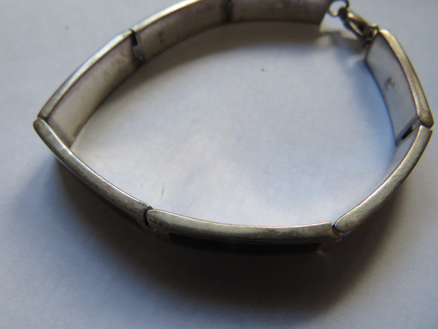 Ladies Sterling Silver & Black Panel Bracelet