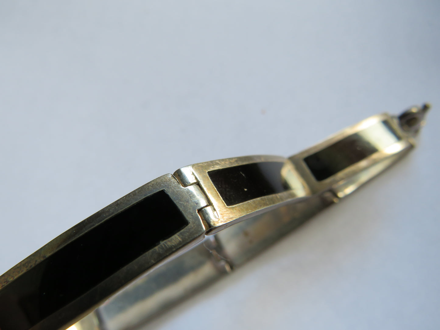 Ladies Sterling Silver & Black Panel Bracelet