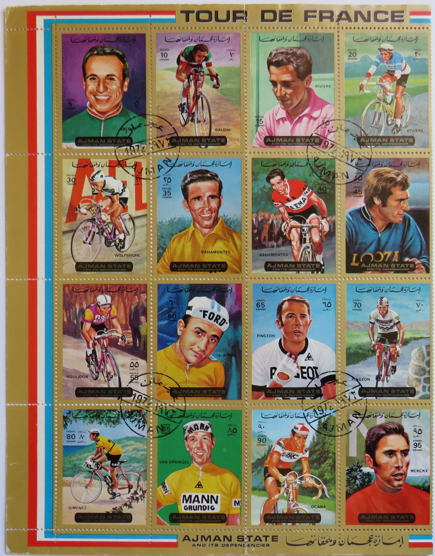 1972 Manama Dependency of Ajman Stamp Sheet Tour De France
