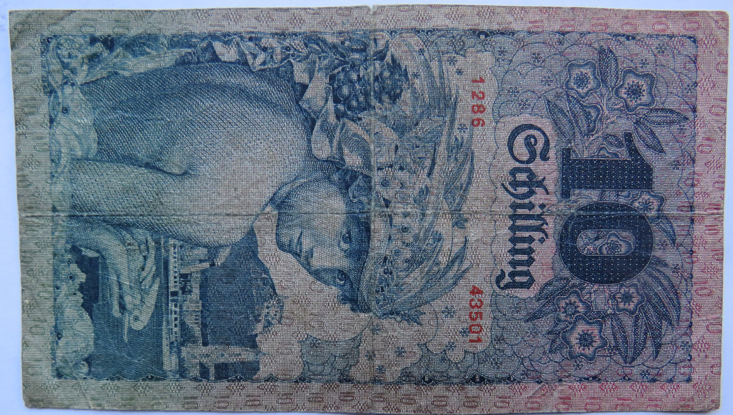 1927 Austria 10 Schilling Banknote