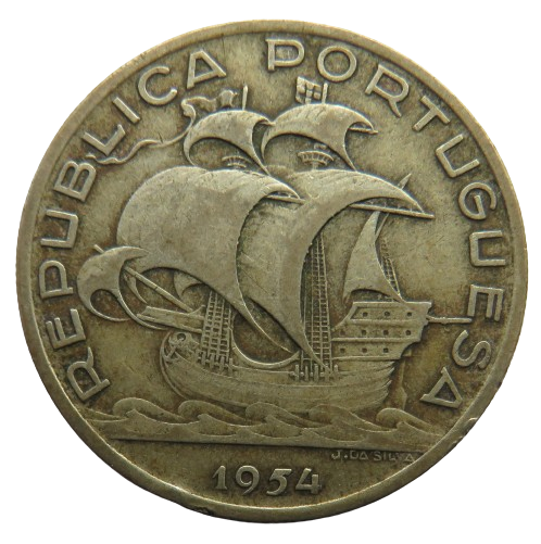 1954 Portugal Silver 10 Escudos Coin