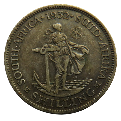 1932 King George V South Africa Silver Shilling Coin