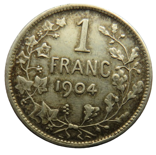 1904 Belgium Silver One Franc Coin Nice Condition