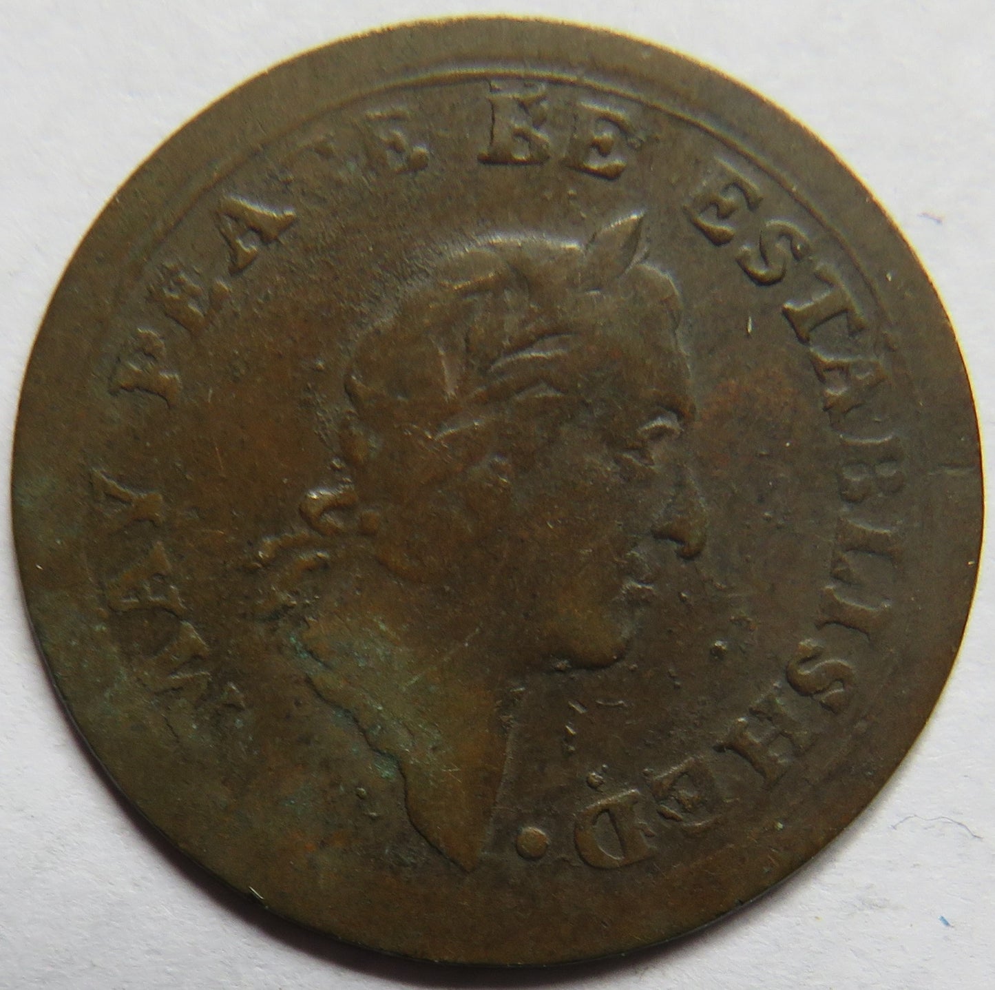 1790's Middlesex Farthing Token - "May Peace Be Established"