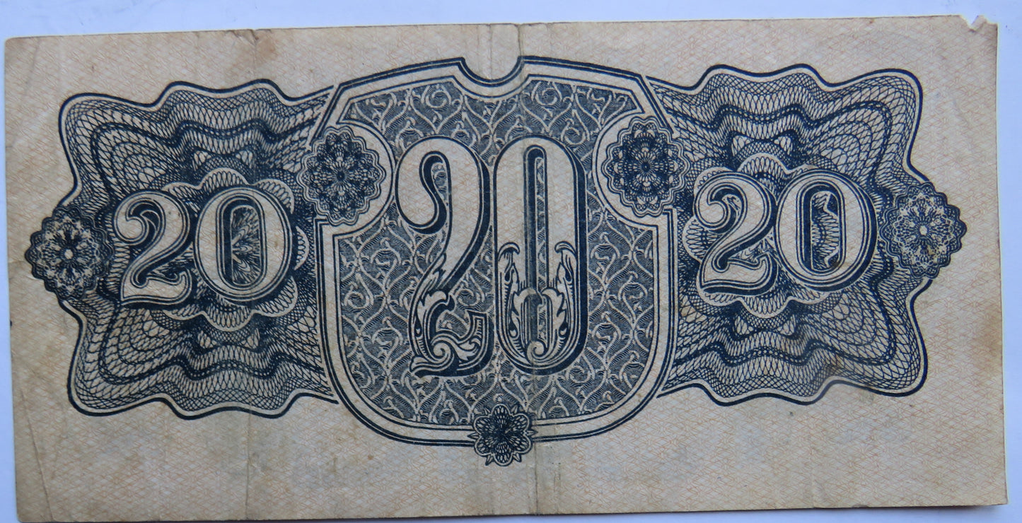 1944 Czechoslovakia 20 Korun Banknote