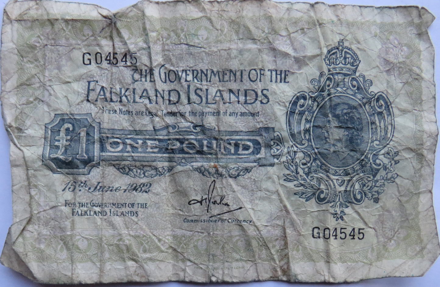1982 Falkland Islands £1 One Pound Banknote