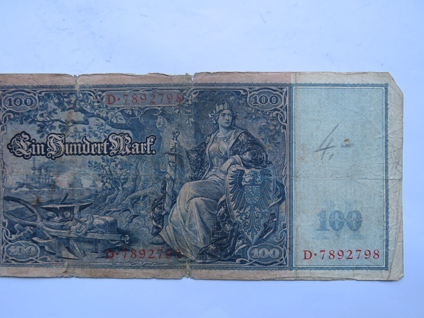 1910 Germany 100 Mark Banknote