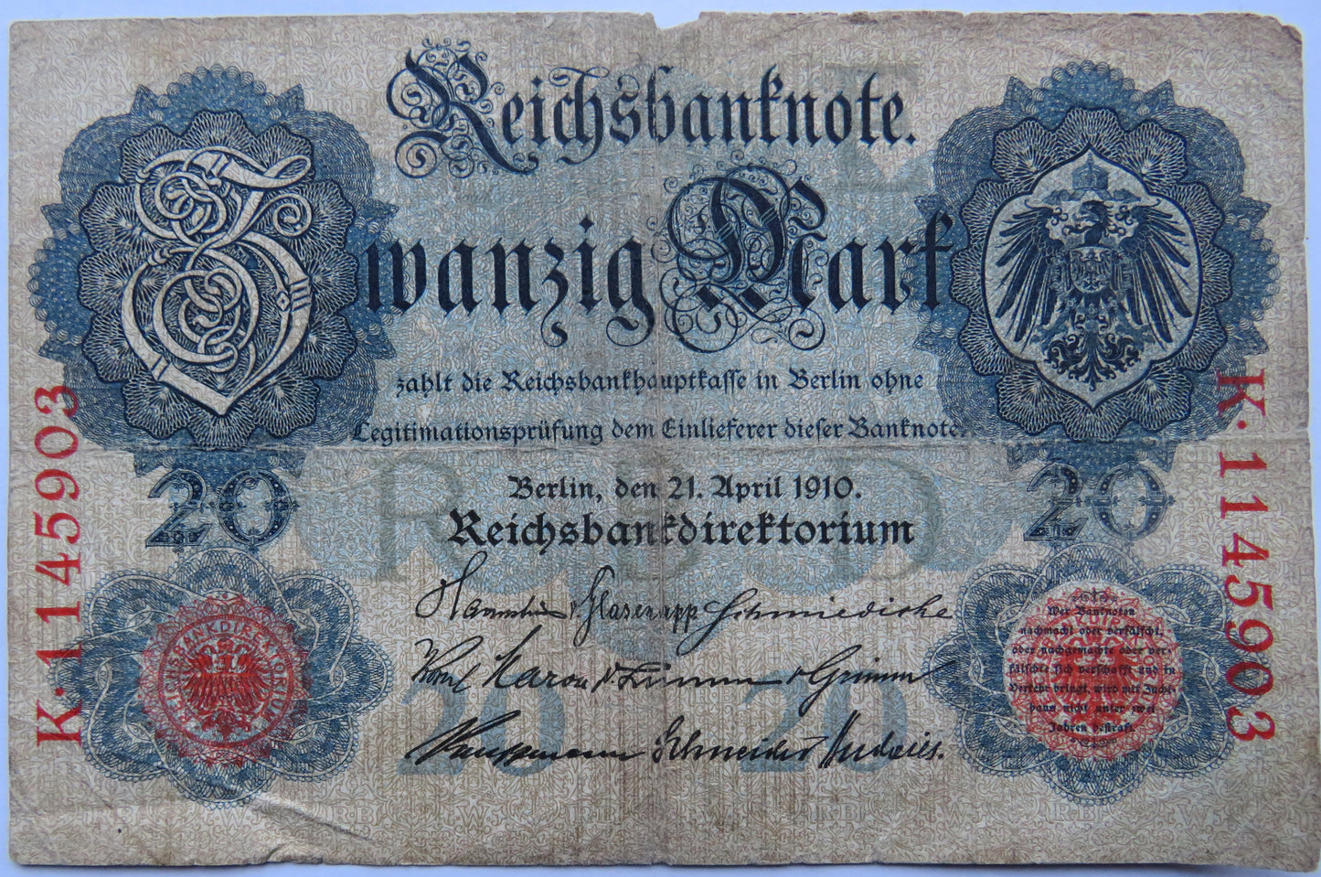 1910 Germany 50 Mark Banknote