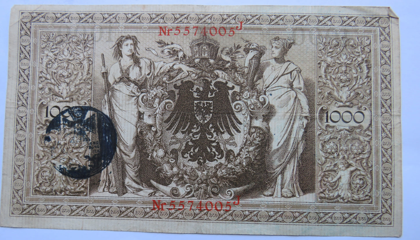 1910 Germany 1000 Mark Banknote
