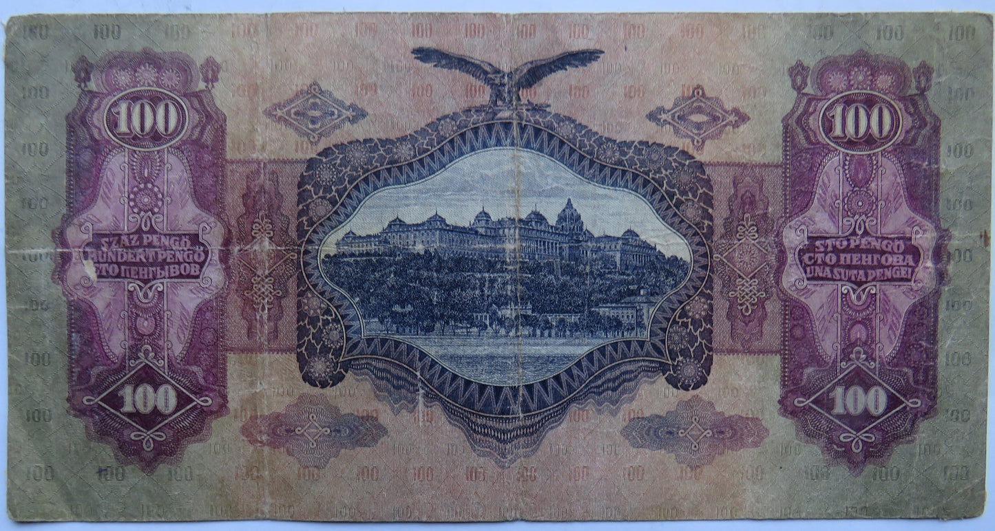 1930 Hungary 100 Pengo Banknote Magyar Nemzeti Bank