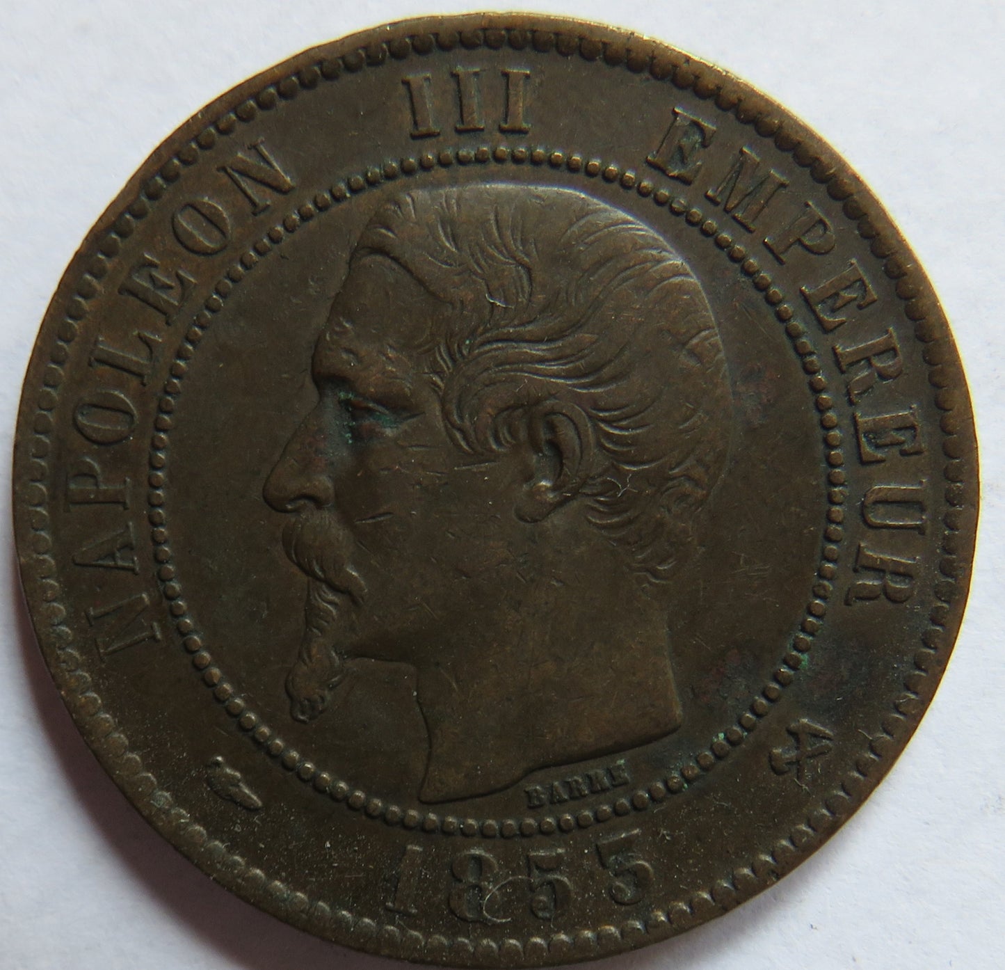 1853-B France Napoleon III France 10 Centimes Coin
