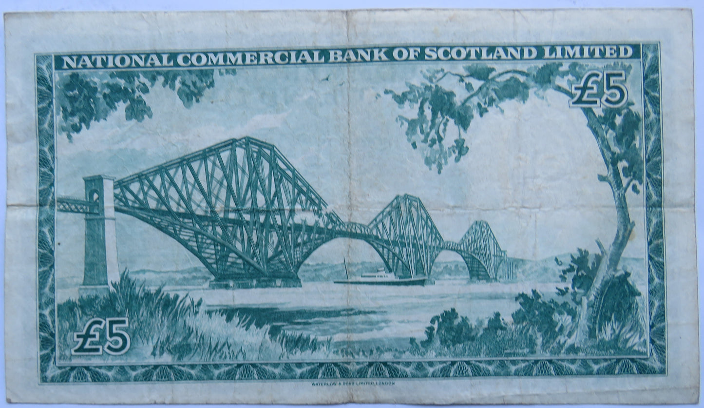 1959 National Commercial Bank of Scotland Limited £5 Banknote