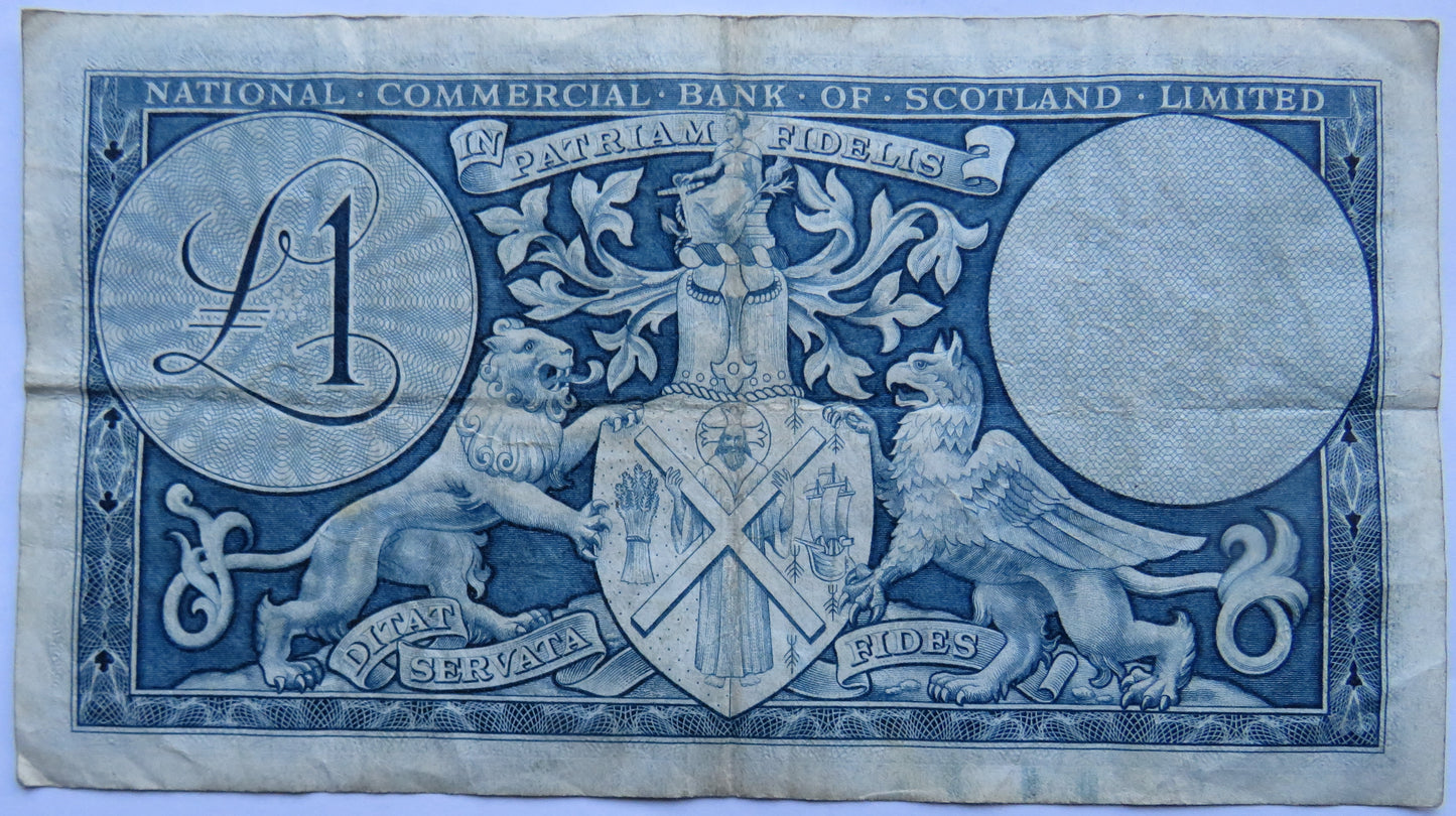 1959 National Commercial Bank of Scotland Limited £1 Banknote