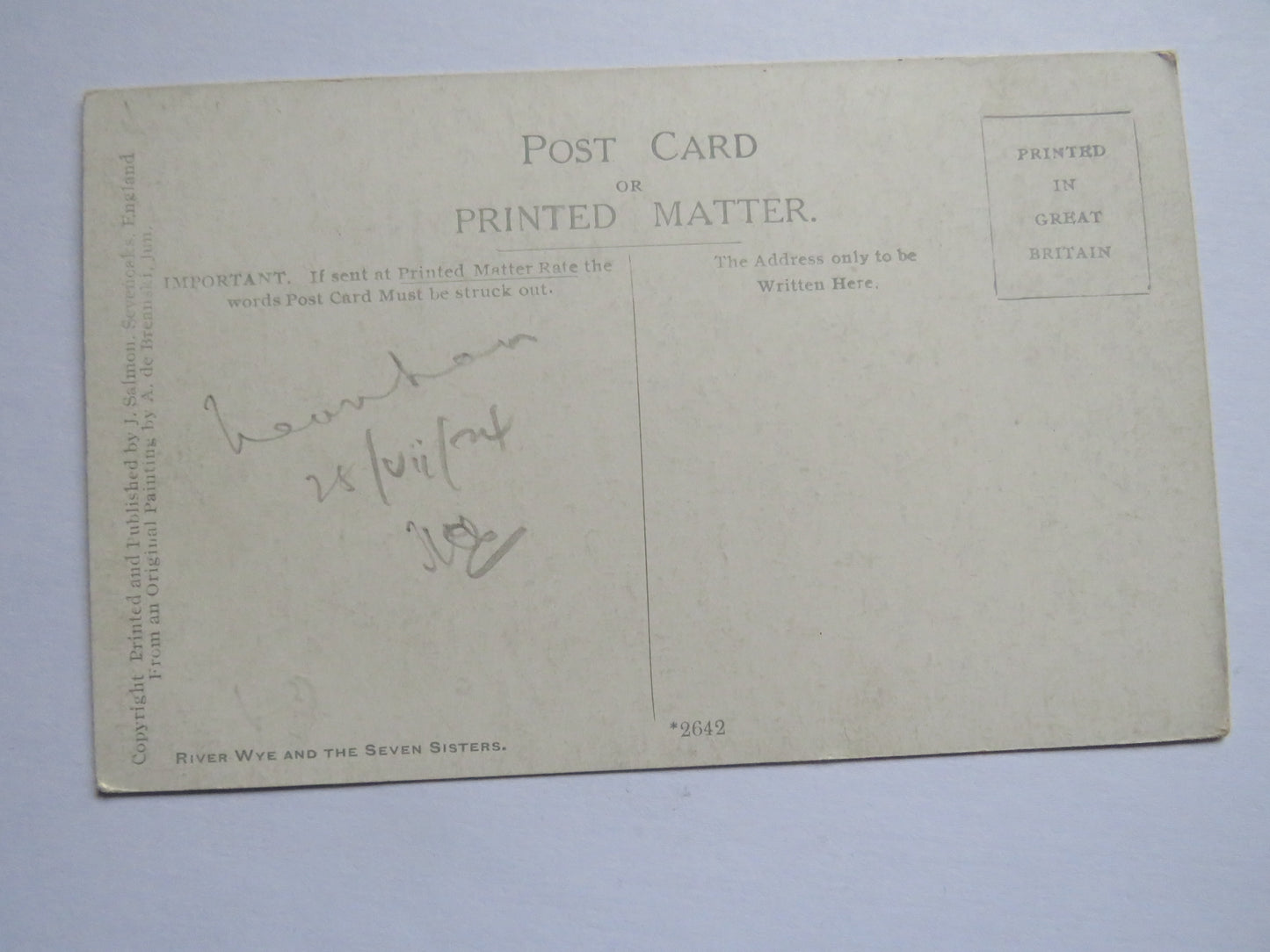 Vintage Postcard Of The River Wye and The Seven Sisters