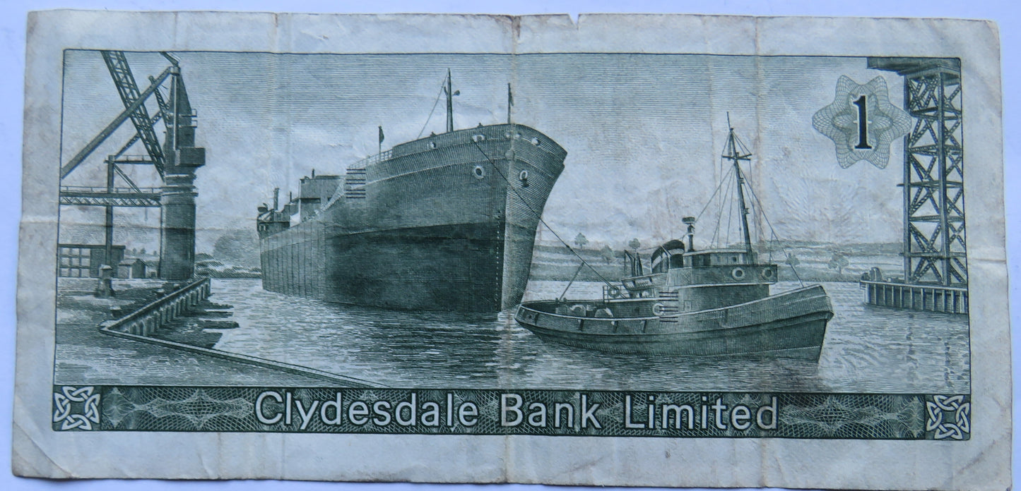 1969 Clydesdale Bank Limited £1 One Pound Banknote