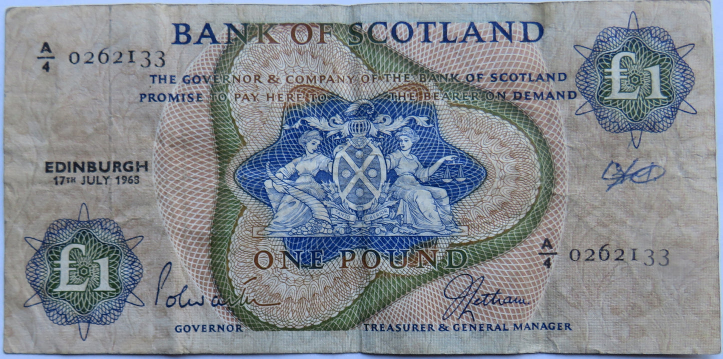 1968 Bank of Scotland £1 One Pound Banknote