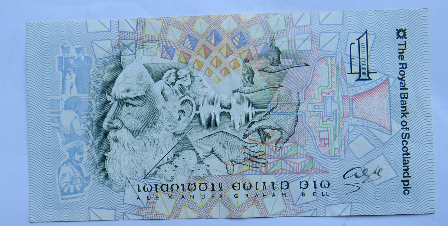 1997 The Royal Bank of Scotland Plc £1 One Pound Note Alexander Graham Bell
