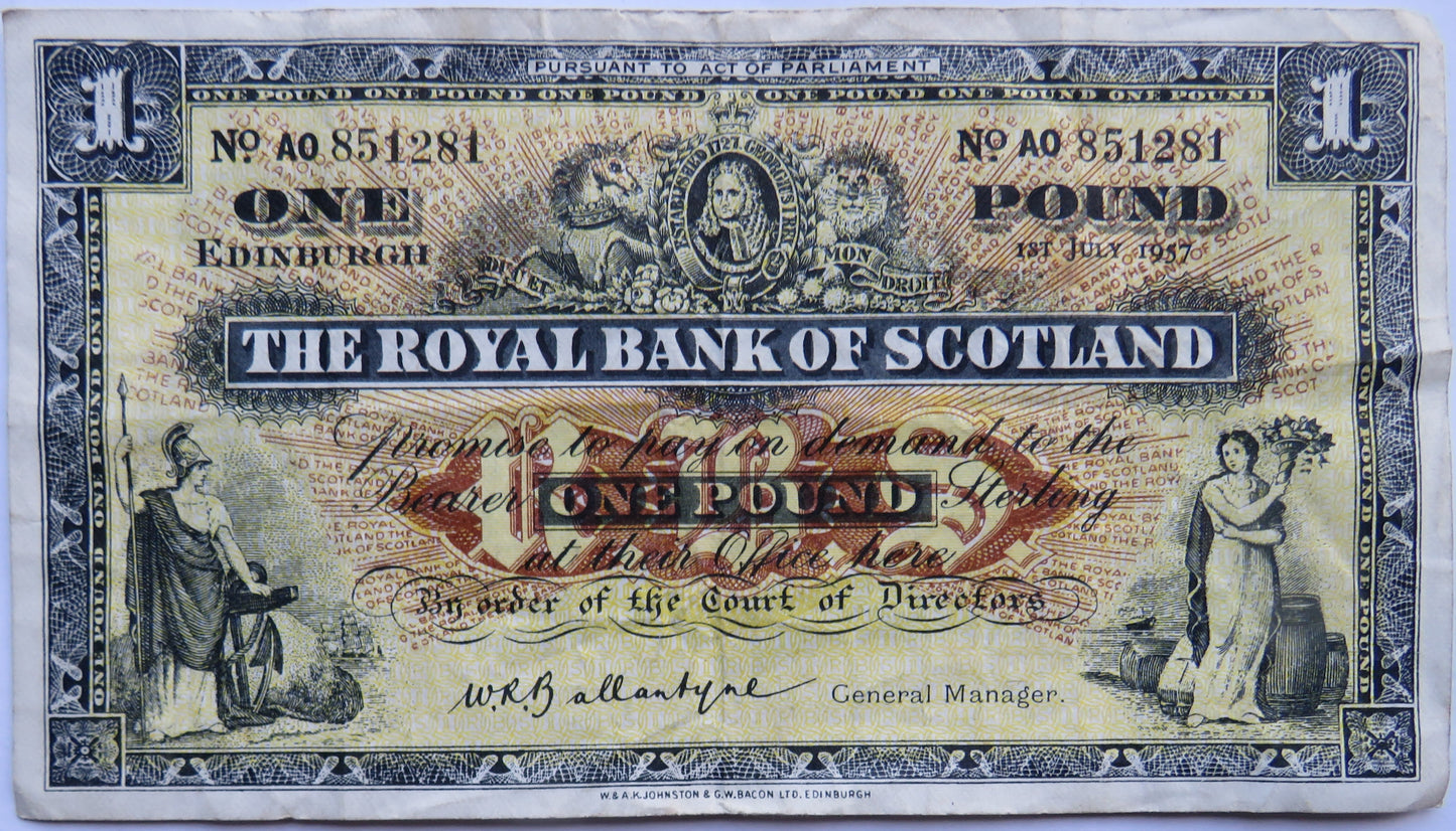 1957 The Royal Bank of Scotland £1 Banknote