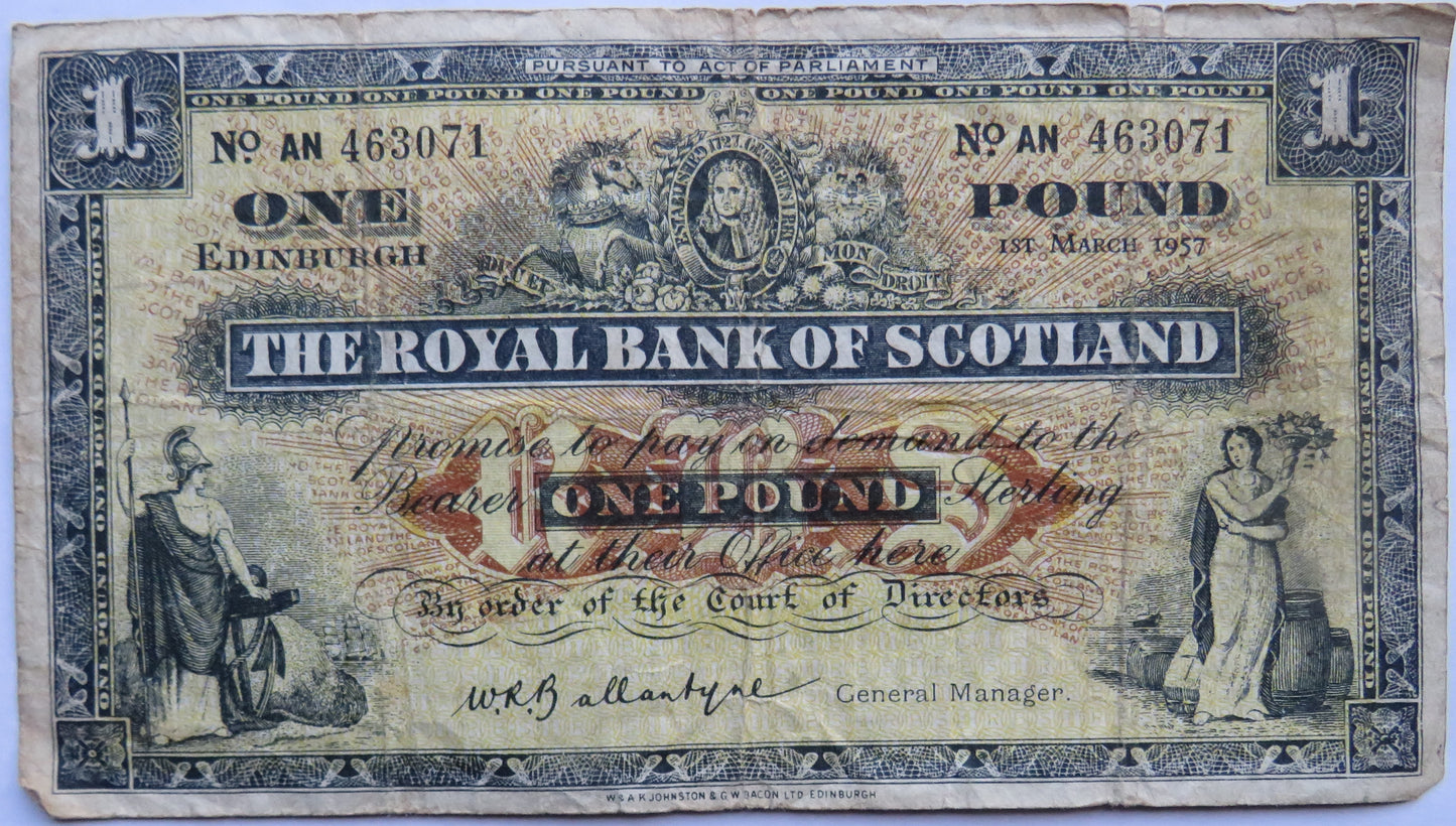 1957 The Royal Bank of Scotland £1 Banknote