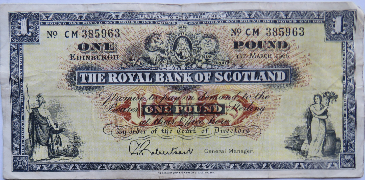 1966 The Royal Bank of Scotland £1 Banknote