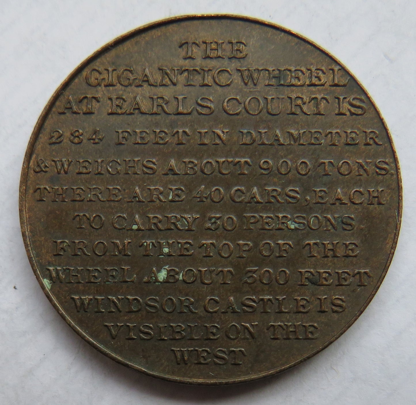 1902 Gigantic Wheel / Earls Court Token / Medal