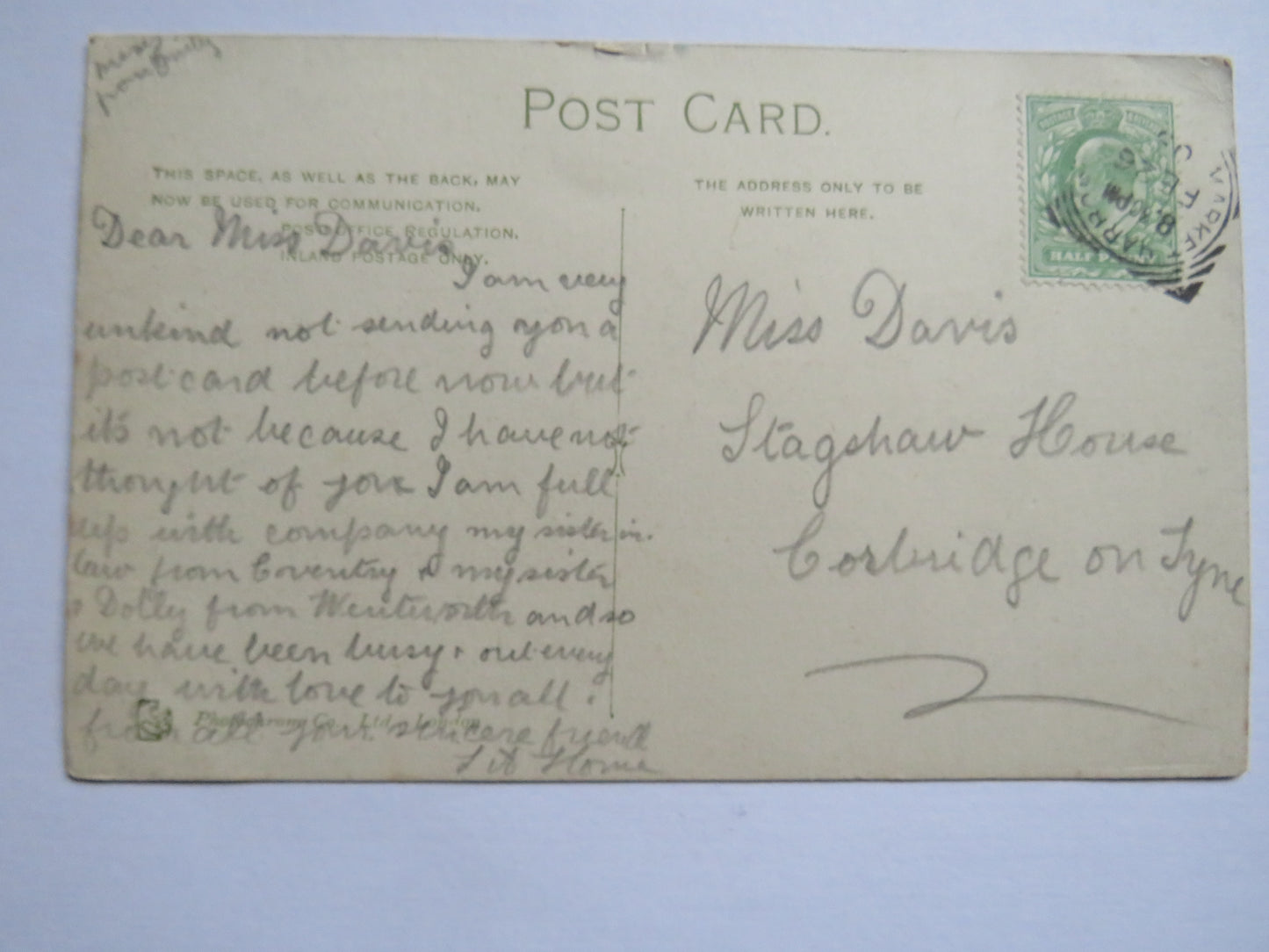 Antique Postcard of Market Harborough Square & Station Road 1905