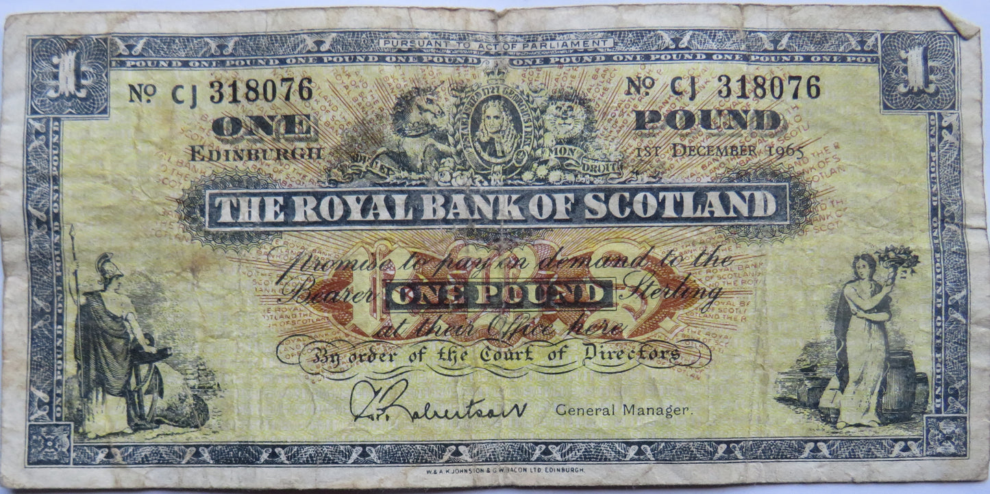 1965 The Royal Bank of Scotland £1 Banknote