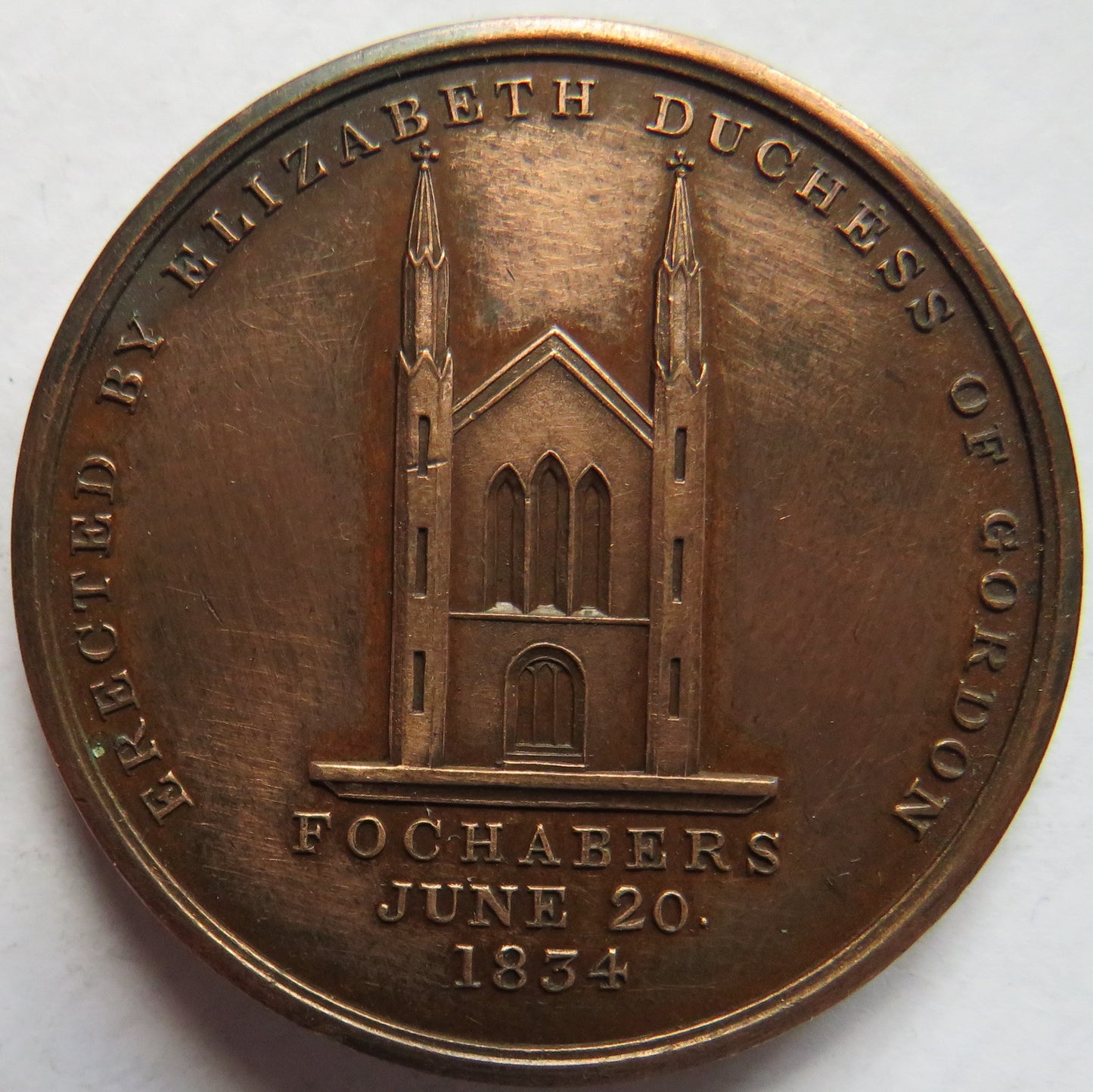 Erected By Elizabeth Duchess of Gordon Fochabers 1834 Church Medal