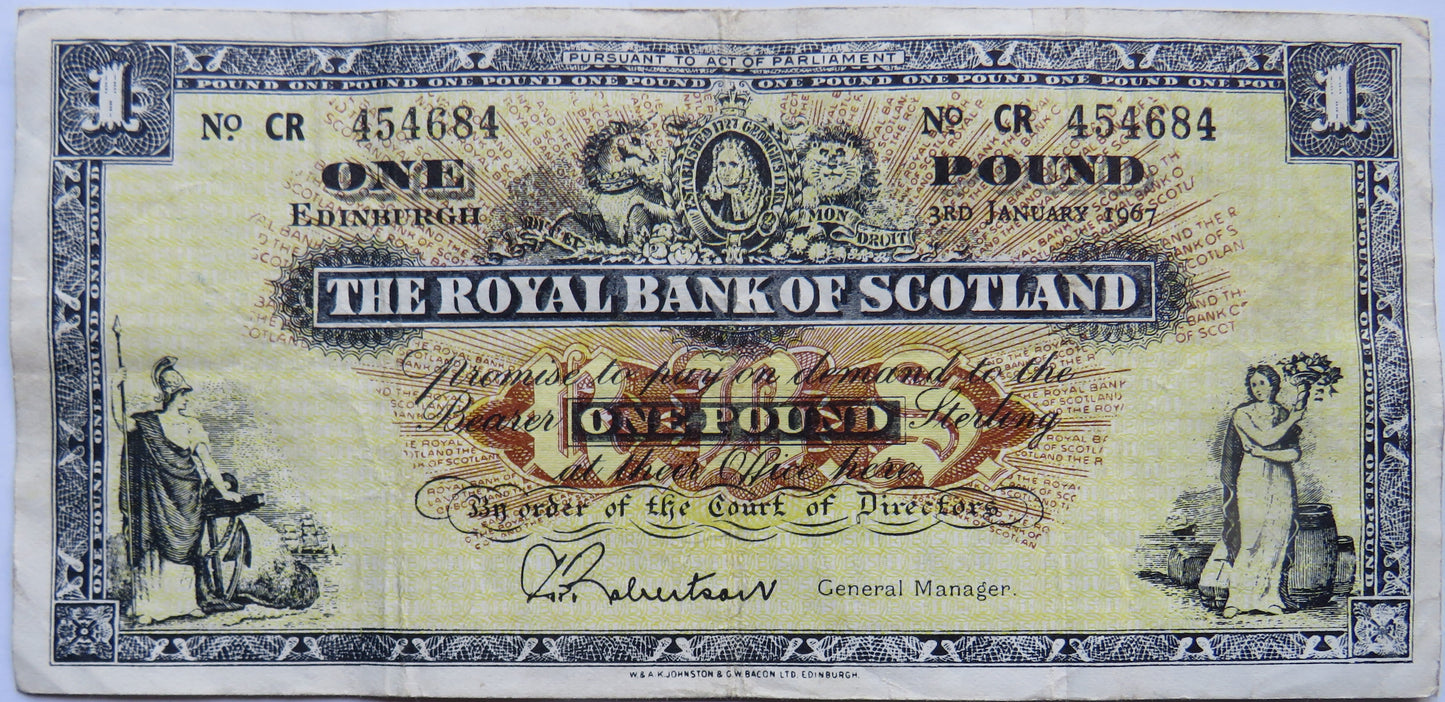 1967 The Royal Bank of Scotland £1 Banknote