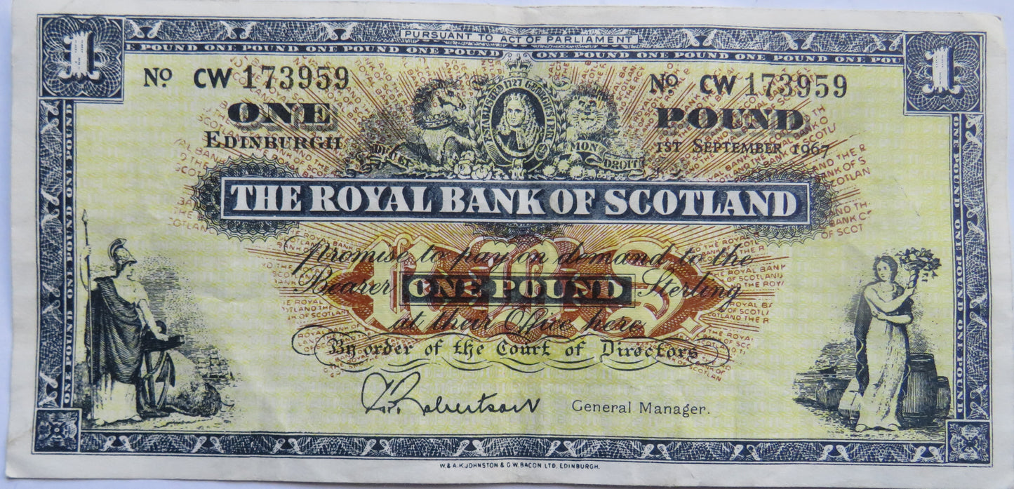 1967 The Royal Bank of Scotland £1 Banknote