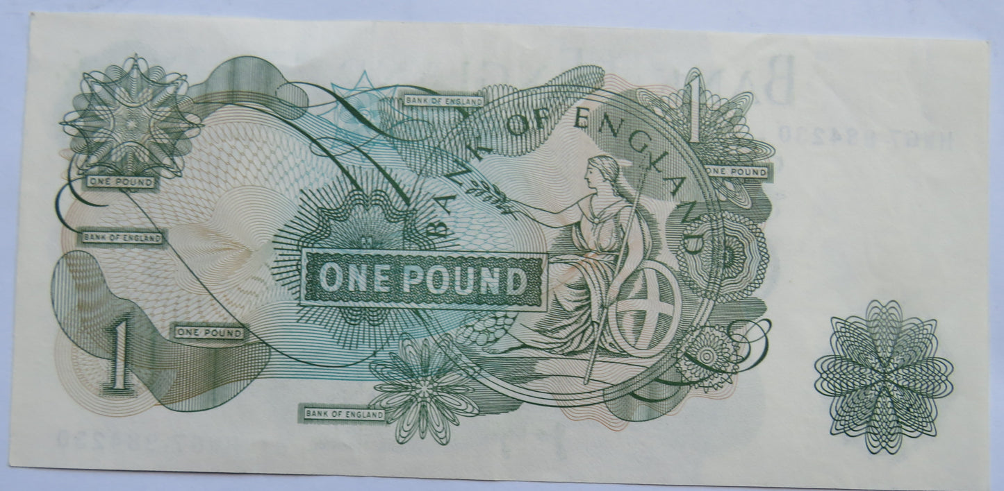 Bank of England £1 One Pound Banknote J.B. Page HW67