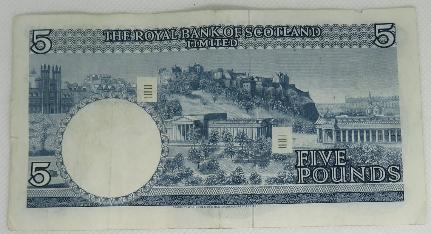 1969 The Royal Bank of Scotland £5 Five Pound Banknote