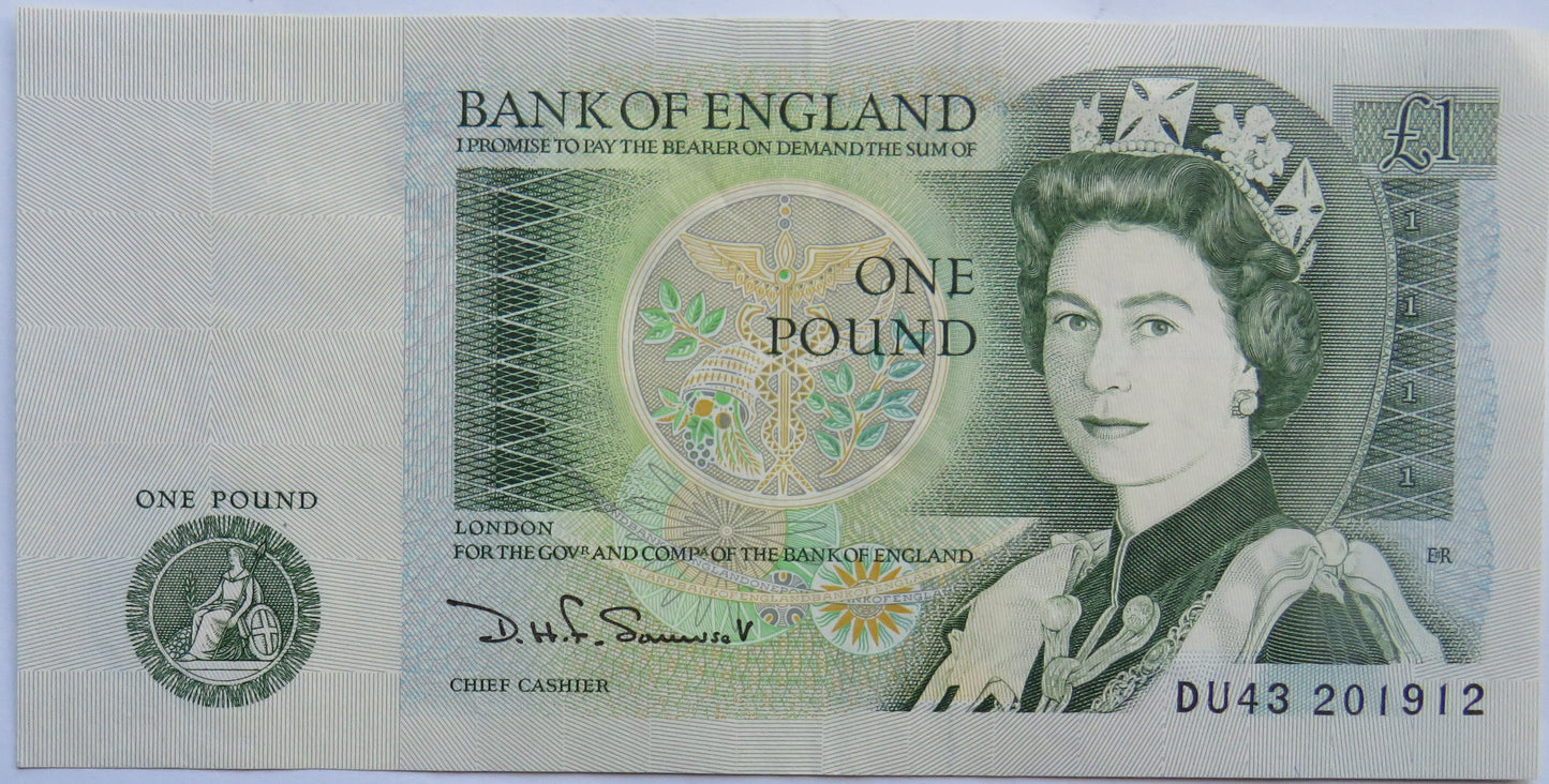 (1981) Bank of England £1 One Pound Banknote D.H.F. Somerset
