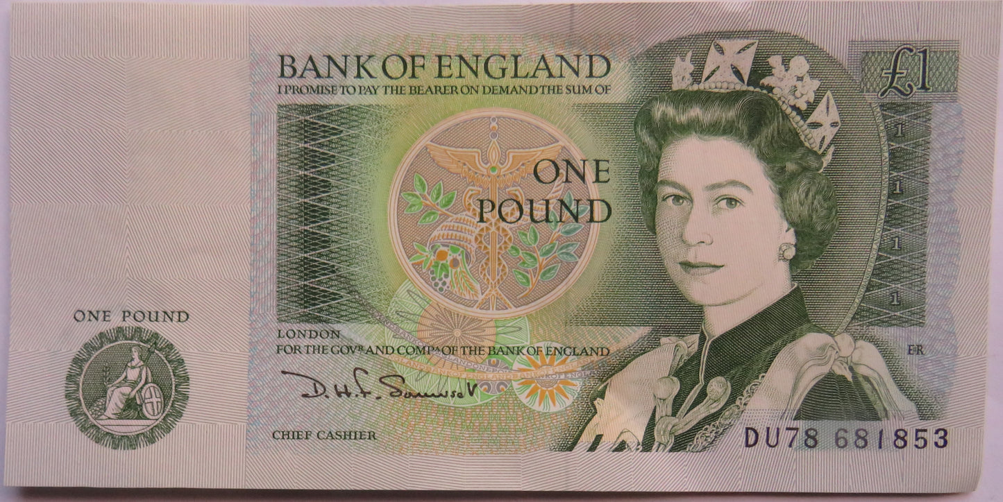 (1981) Bank of England £1 One Pound Banknote D.H.F. Somerset