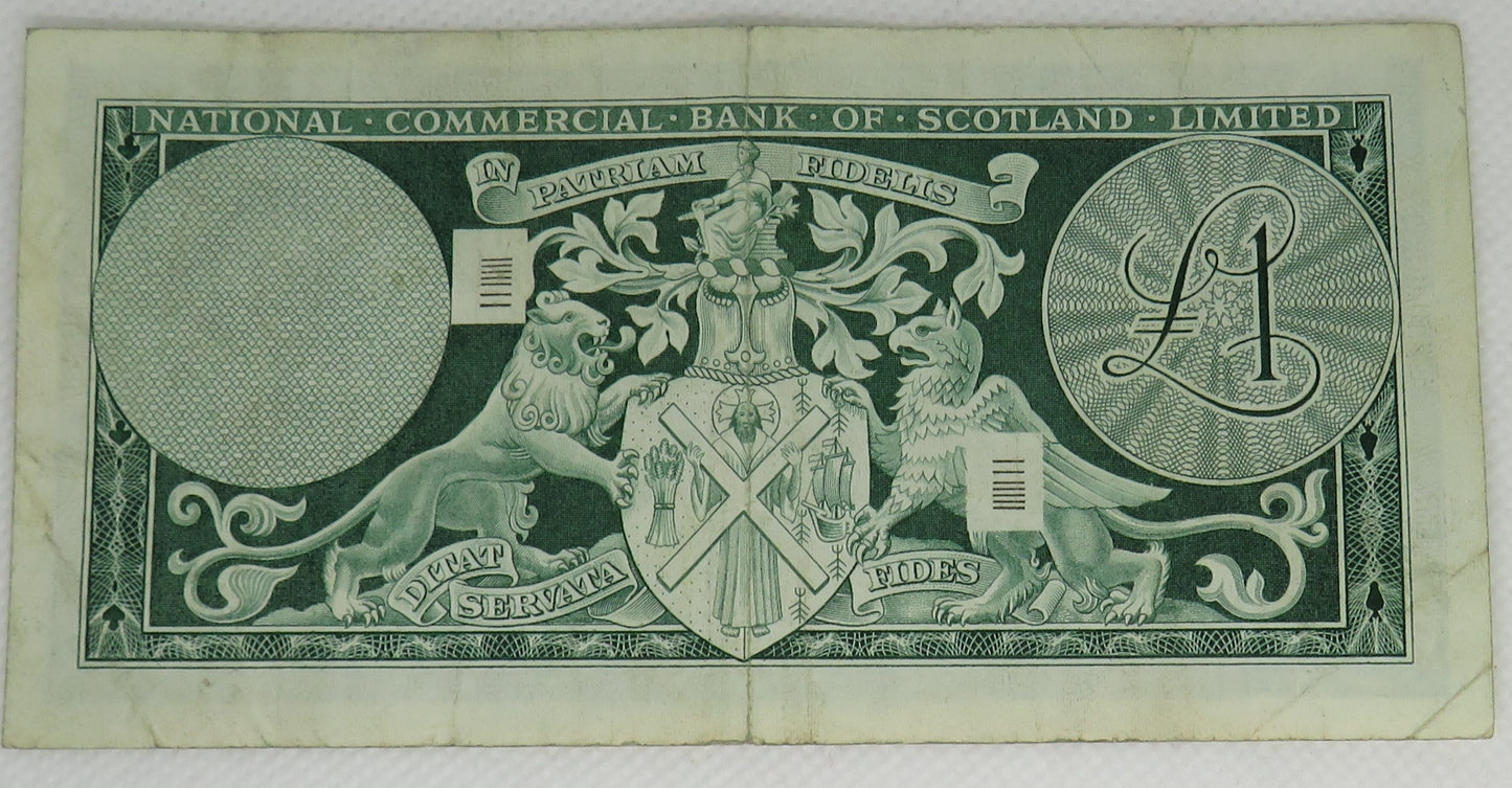 1968 National Commercial Bank of Scotland Limited £1 One Pound Banknote
