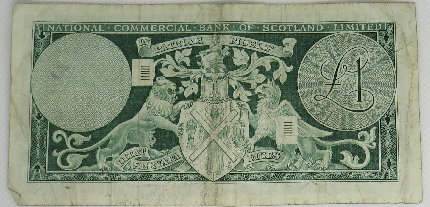 1968 National Commercial Bank of Scotland Limited £1 One Pound Banknote