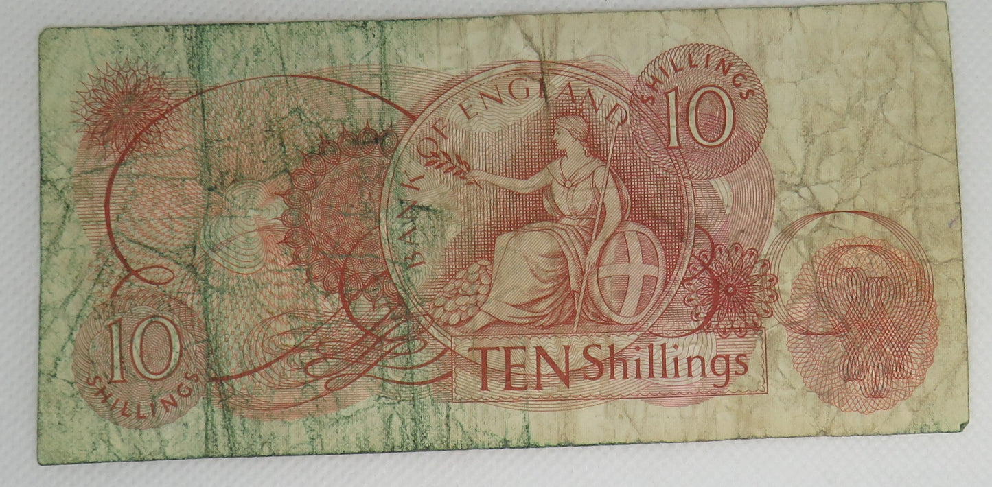 Bank of England Ten Shillings Banknote J.S. Fforde (1967) C11N
