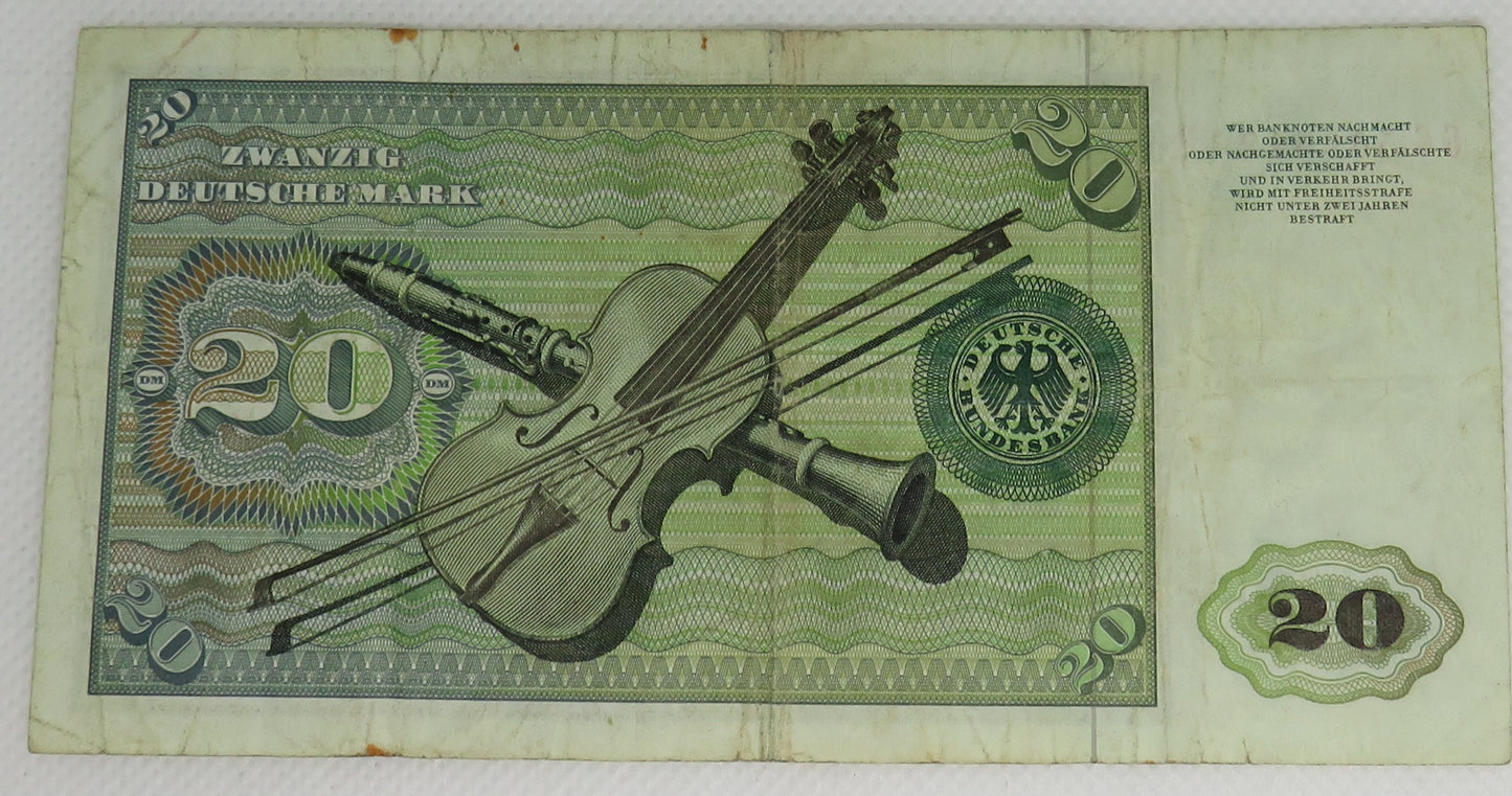 1977 Germany 20 Deutsche Mark Banknote