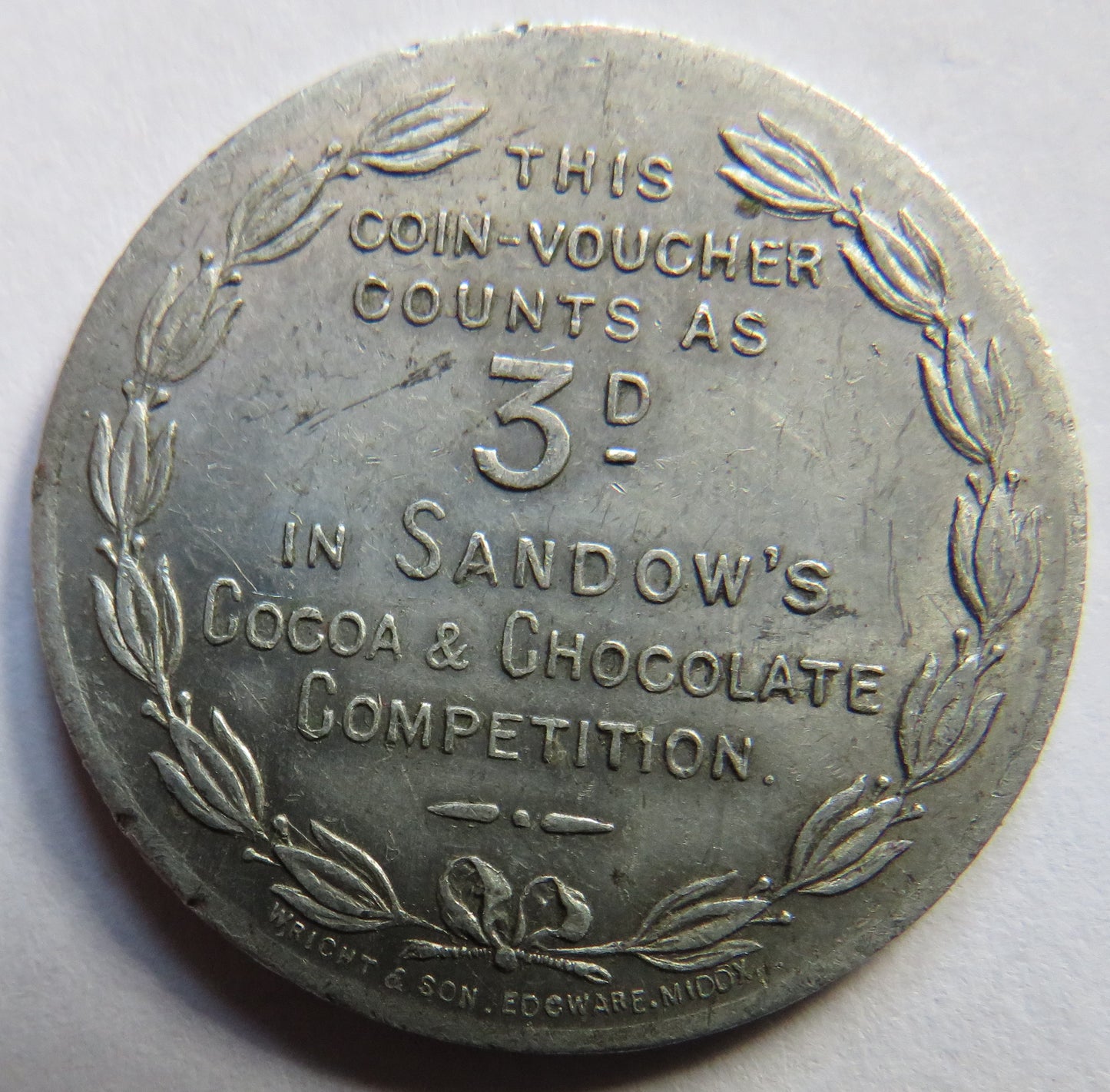 Sandow's Cocoa & Chocolate Competition 3d Coin / Token