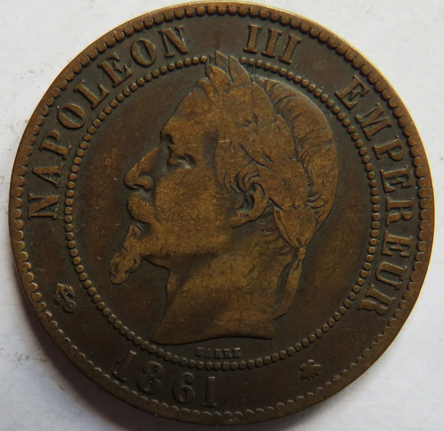 1861-A France Napoleon 10 Centimes Coin