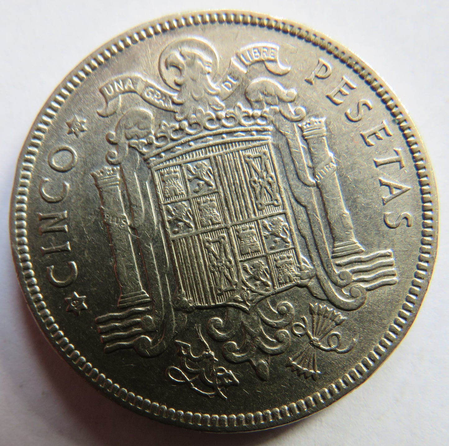 1949 Spain 5 Pesetas Coin