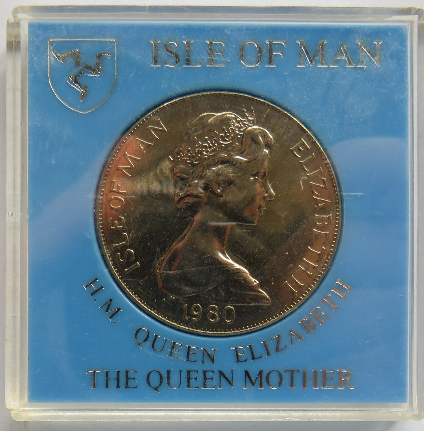 1980 Isle of Man One Crown Cased Coin The Queen Mother
