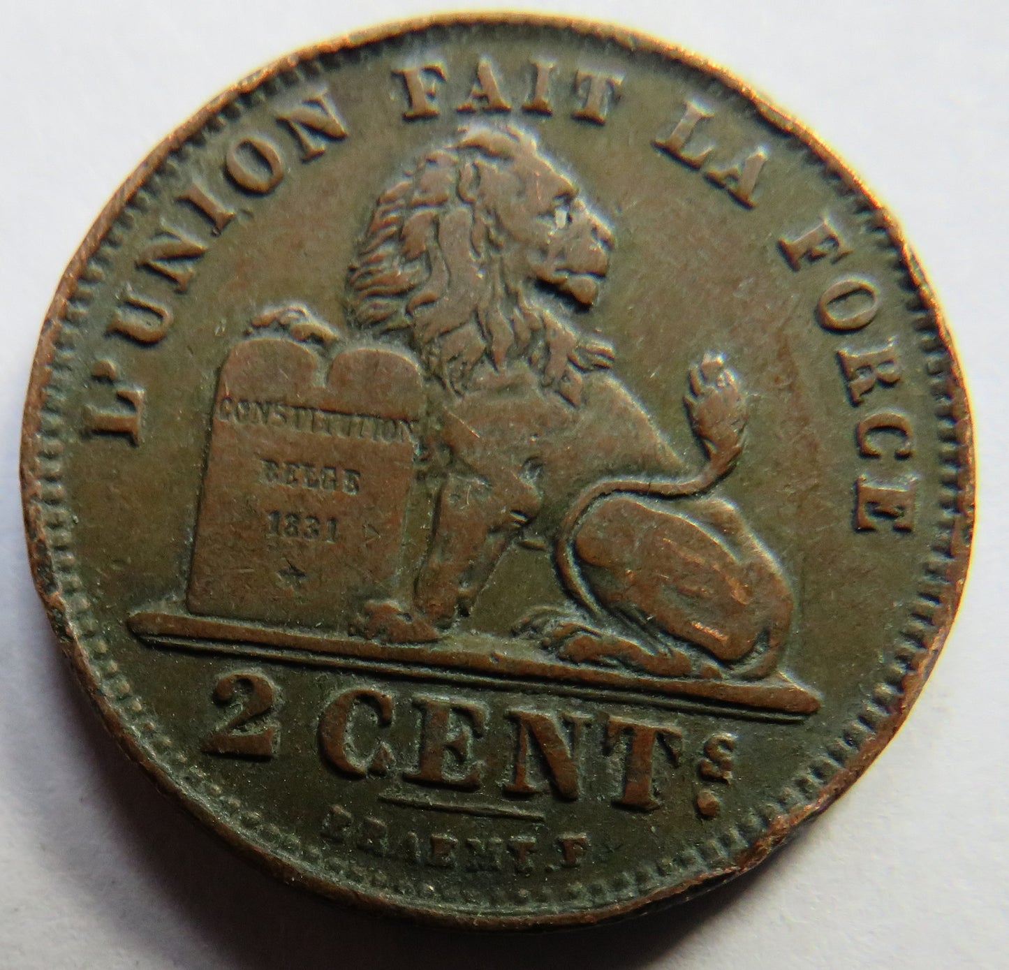 1912 Belgium 2 Centimes Coin