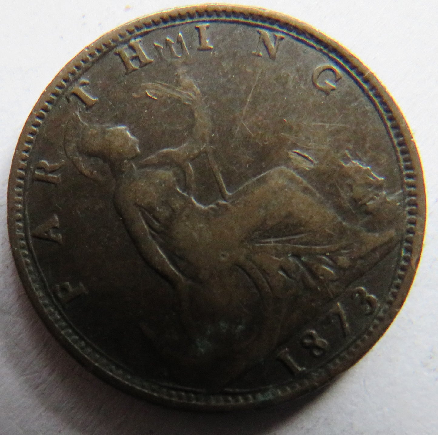 1873 Queen Victoria Bun Head Farthing Coin - Great Britain
