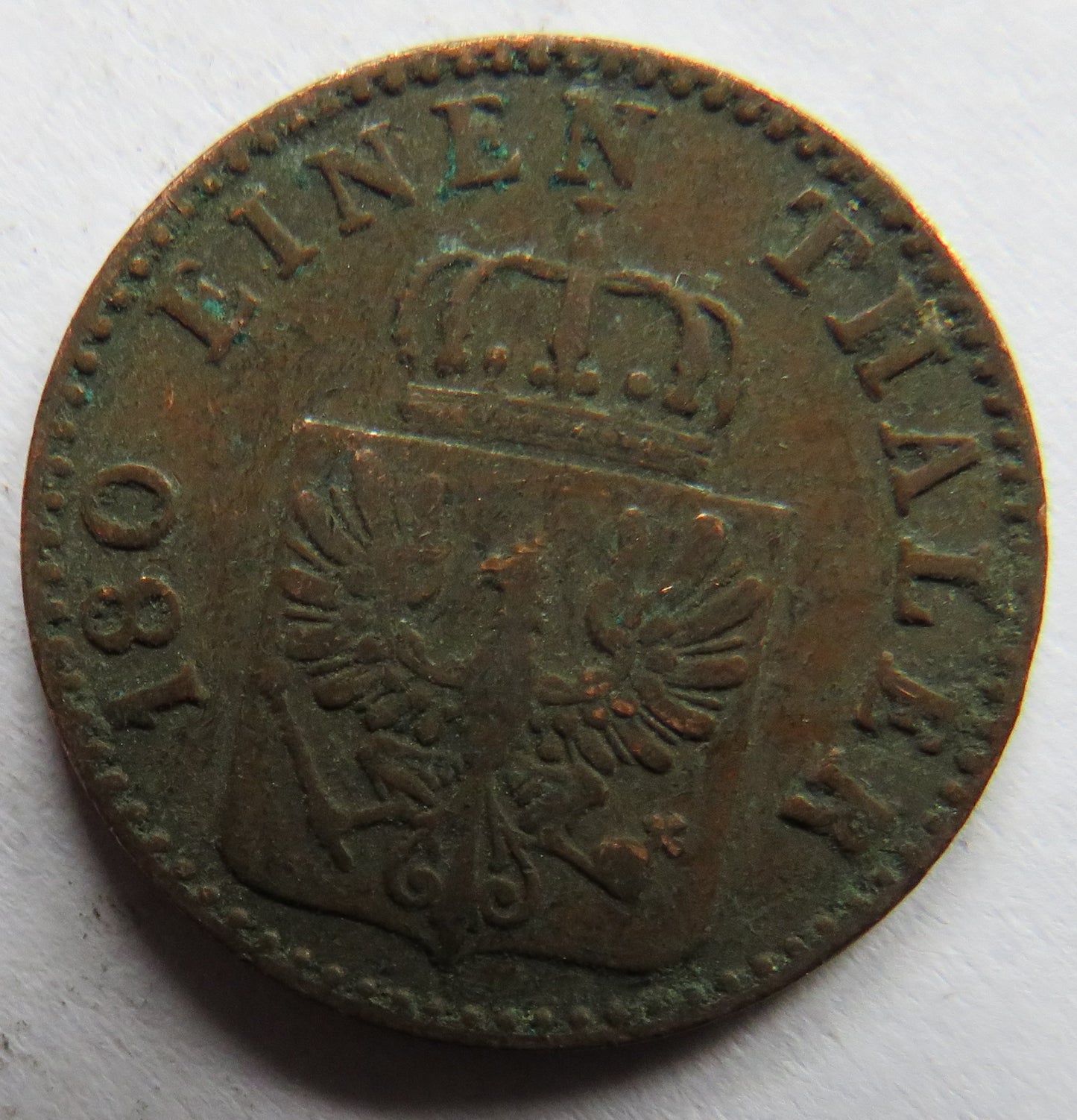 1863-A German States Prussia 2 Pfennig Coin