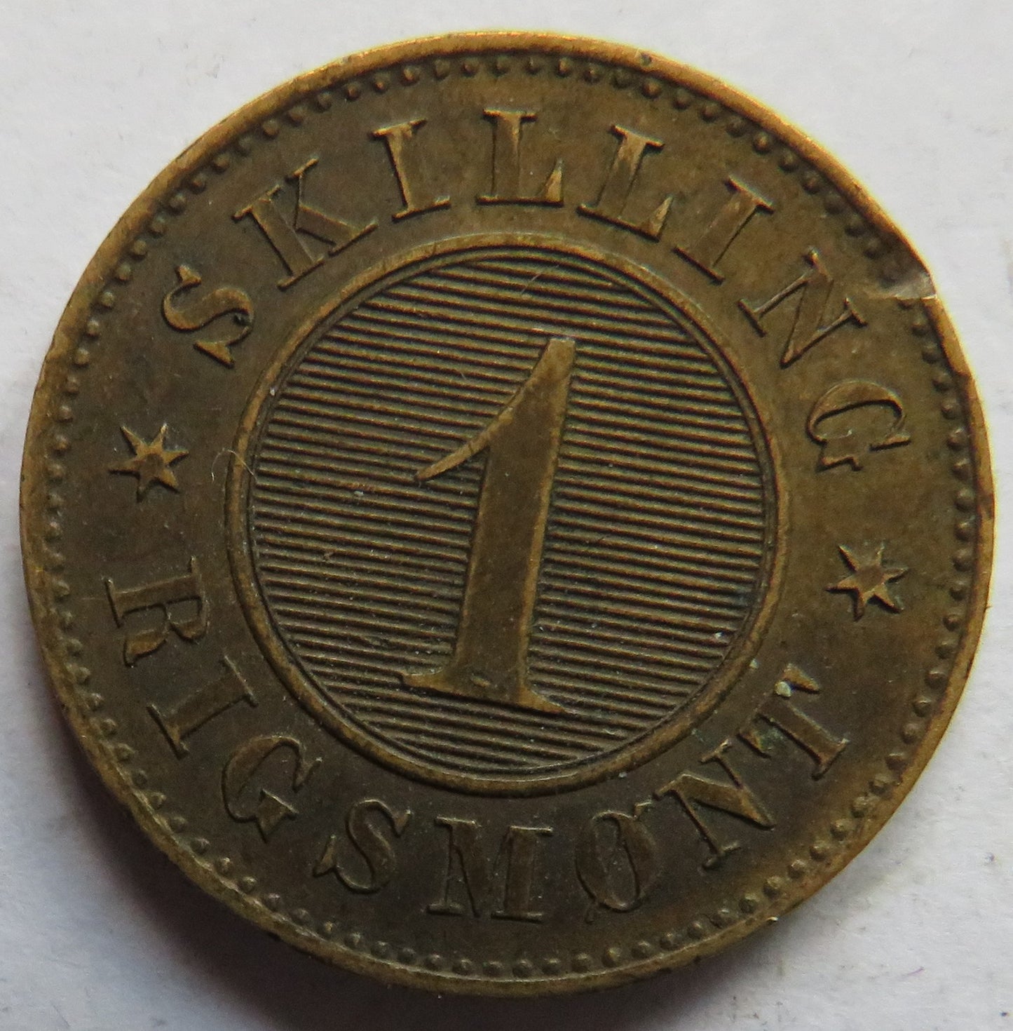 1863 Denmark 1 Skilling Rigsmont Coin